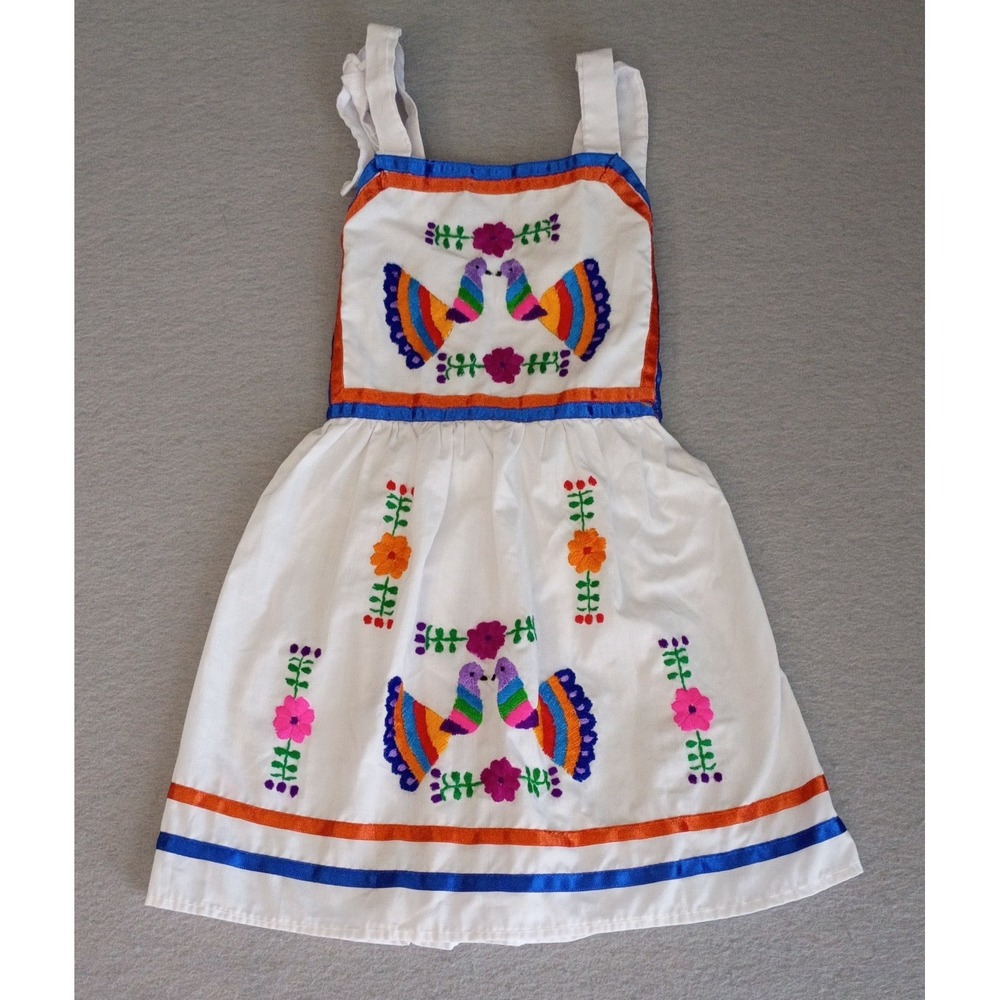 Embroidered Toddler Smock Dress, Boho Mexican Themed, Colorful Dress, Size 2
